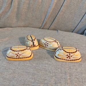Set of 4 Hand-Painted Ceramic Name Place Card/ Recipe Holder